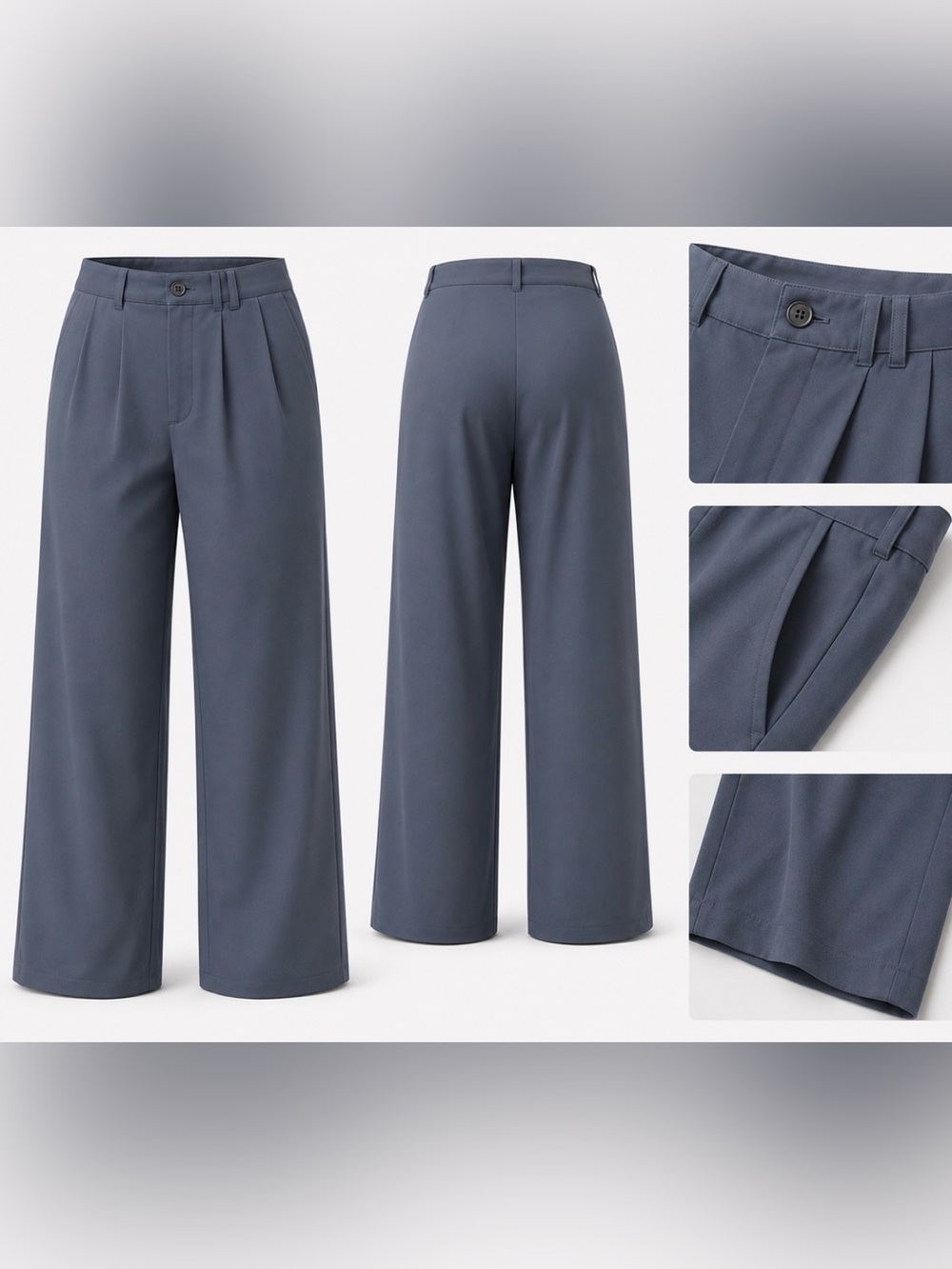 High-Rise Wide-Leg Pants in Slate Gray XL